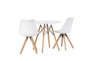 Danburi Matgrupp  60 cm Rund med 2 Zeno stolar - Vit - Möbler - Bord & matgrupp - Matgrupp