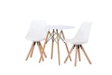 Danburi Matgrupp  60 cm Rund med 2 Zeno stolar - Vit - Möbler - Bord & matgrupp - Matgrupp