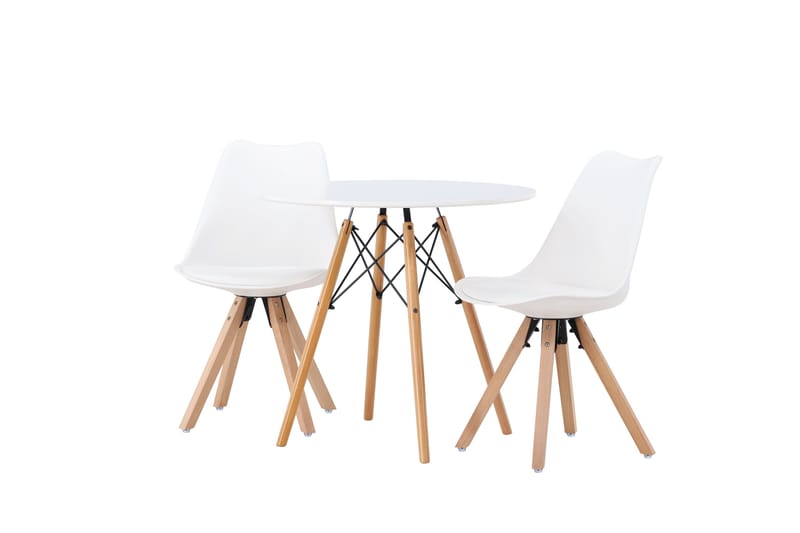 Danburi Matgrupp  60 cm Rund med 2 Zeno stolar - Vit - Möbler - Bord & matgrupp - Matgrupp