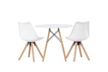 Danburi Matgrupp  60 cm Rund med 2 Zeno stolar - Vit - Möbler - Bord & matgrupp - Matgrupp