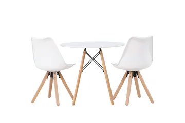 Danburi Matgrupp  60 cm Rund med 2 Zeno stolar - Vit - Möbler - Bord & matgrupp - Matgrupp