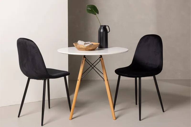 Danburi Matgrupp 60 cm Rund med 2 Polar stolar, Svart