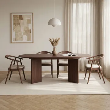 Dano Förlängningsbart Ovalt Matbord 160-200x90 cm i Trä med valnötsutseende - Brun - Möbler - Bord & matgrupp - Matbord & köksbord