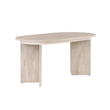 Dano Förlängningsbart Ovalt Matbord 160-200x90 cm med Travertinutseende - Beige - Möbler - Bord & matgrupp - Matbord & köksbord
