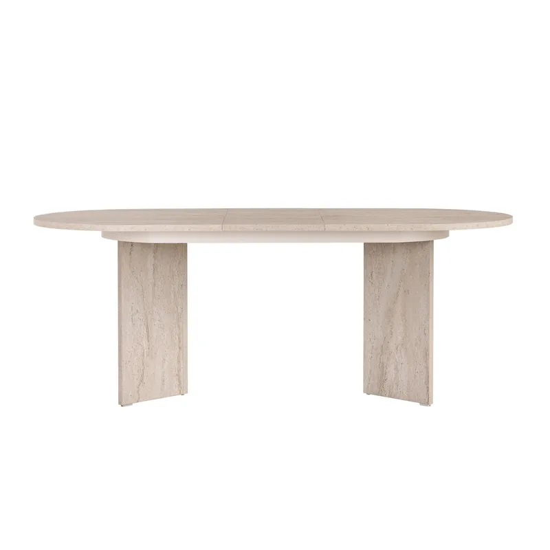 Dano Förlängningsbart Ovalt Matbord 160-200x90 cm med Travertinutseende - Beige - Möbler - Bord & matgrupp - Matbord & köksbord