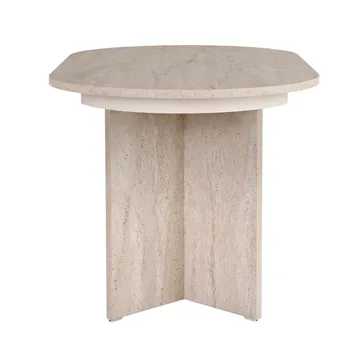 Dano Förlängningsbart Ovalt Matbord 160-200x90 cm med Travertinutseende - Beige - Möbler - Bord & matgrupp - Matbord & köksbord