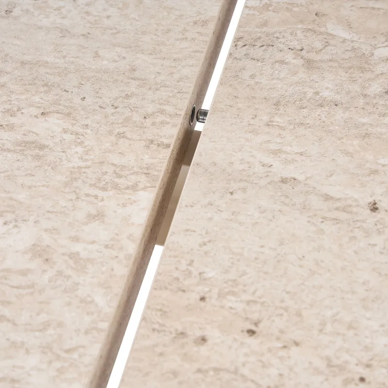 Dano Förlängningsbart Ovalt Matbord 160-200x90 cm med Travertinutseende - Beige - Möbler - Bord & matgrupp - Matbord & köksbord