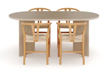 Dano Matbord 180 cm  med 4 Dastoori Matstolar - Travertin / Natur - Möbler - Bord & matgrupp - Matgrupp