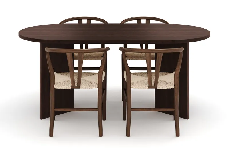 Dano Matbord 180 cm  med 4 Dastoori Matstolar - Valnöt - Möbler - Bord & matgrupp - Matgrupp