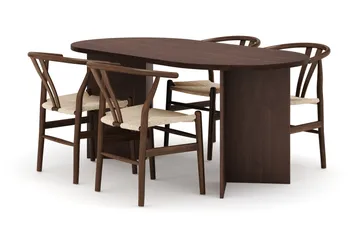 Dano Matbord 180 cm med 4 Dastoori Matstolar - Valnöt - Möbler - Bord & matgrupp - Matgrupp