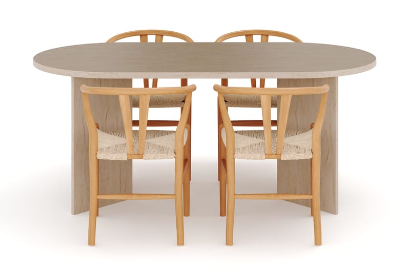 Dano Matbord 180 cm med 4 Dezuid Matstolar - Travertin / Natur - Möbler - Bord & matgrupp - Matgrupp