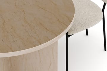 Dano Matbord 180 cm med 4 Gemmiano Matstolar - Travertin / Vit Bouclé - Möbler - Bord & matgrupp - Matgrupp