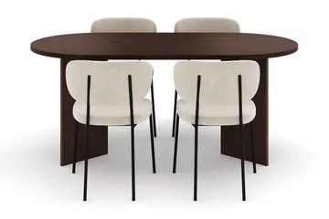 Dano Matbord 180 cm  med 4 Gemmiano Matstolar - Valnöt / Vit Bouclé - Möbler - Bord & matgrupp - Matgrupp