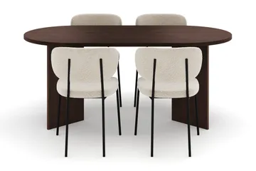 Dano Matbord 180 cm med 4 Gemmiano Matstolar - Valnöt / Vit Bouclé - Möbler - Bord & matgrupp - Matgrupp