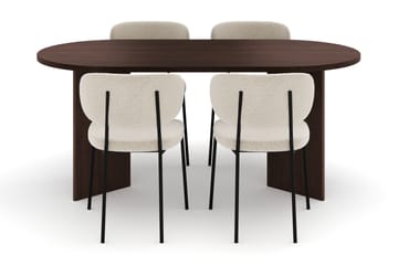 Dano Matbord 180 cm med 4 Heathrow Matstolar - Valnöt / Vit Bouclé - Möbler - Bord & matgrupp - Matgrupp