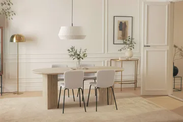 Dano Matbord 180 cm  med 4 Katy Matstolar - Travertin / Vit - Möbler - Bord & matgrupp - Matgrupp