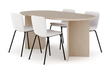 Dano Matbord 180 cm med 4 Katy Matstolar - Travertin / Vit - Möbler - Bord & matgrupp - Matgrupp