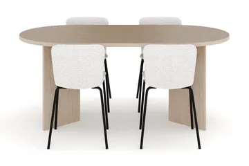 Dano Matbord 180 cm med 4 Katy Matstolar - Travertin / Vit - Möbler - Bord & matgrupp - Matgrupp