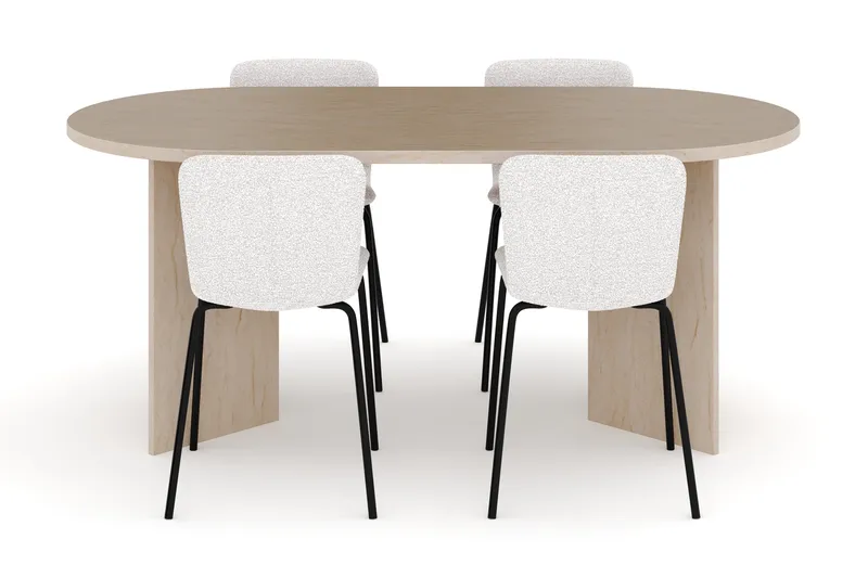 Dano Matbord 180 cm med 4 Katy Matstolar - Travertin / Vit - Möbler - Bord & matgrupp - Matgrupp