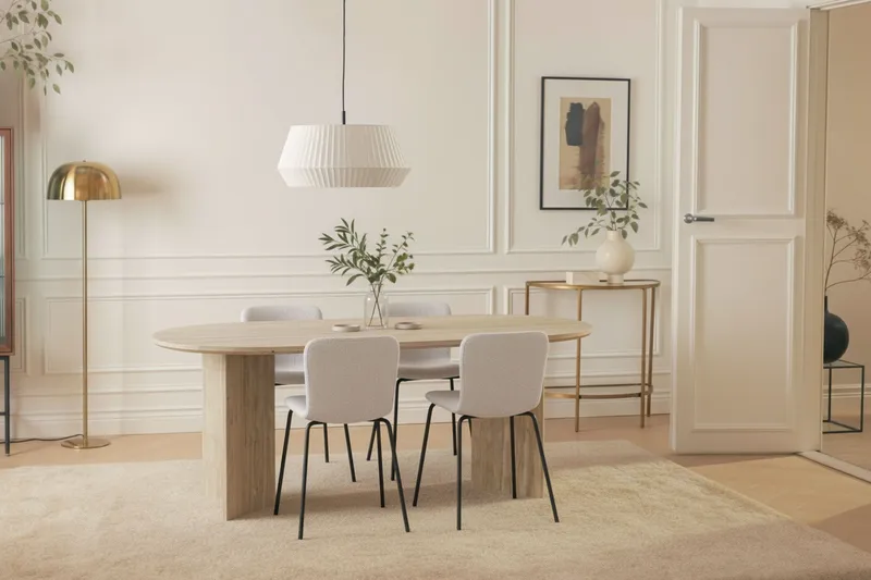 Dano Matbord 180 cm med 4 Katy Matstolar - Travertin / Vit - Möbler - Bord & matgrupp - Matgrupp