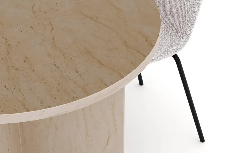 Dano Matbord 180 cm  med 4 Katy Matstolar - Travertin / Vit - Möbler - Bord & matgrupp - Matgrupp