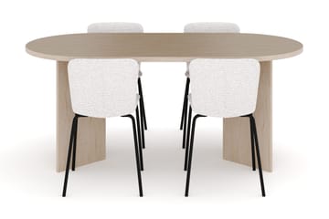 Dano Matbord 180 cm  med 4 Katy Matstolar - Travertin / Vit - Möbler - Bord & matgrupp - Matgrupp