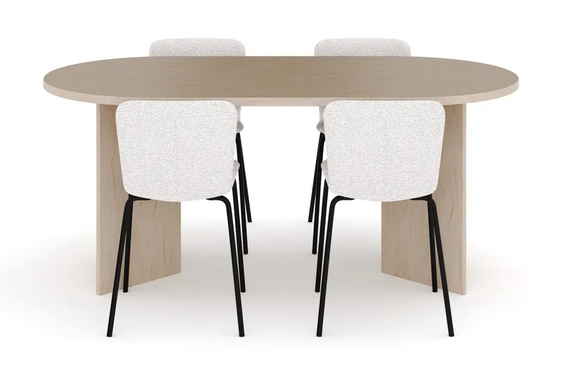 Dano Matbord 180 cm  med 4 Katy Matstolar - Travertin / Vit - Möbler - Bord & matgrupp - Matgrupp