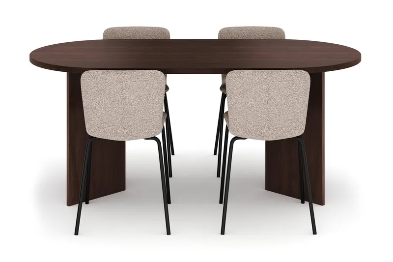 Dano Matbord 180 cm  med 4 Katy Matstolar - Valnöt / Greige - Möbler - Bord & matgrupp - Matgrupp