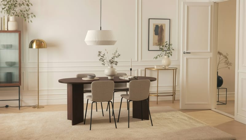 Dano Matbord 180 cm  med 4 Katy Matstolar - Valnöt / Greige - Möbler - Bord & matgrupp - Matgrupp