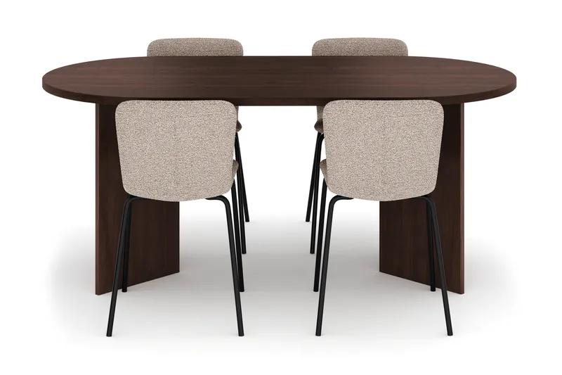 Dano Matbord 180 cm med 4 Katy Matstolar - Valnöt / Greige - Möbler - Bord & matgrupp - Matgrupp