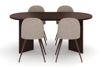 Dano Matbord 180 cm med 4 Naira Plus Matstolar - Valnöt / Greige - Möbler - Bord & matgrupp - Matgrupp