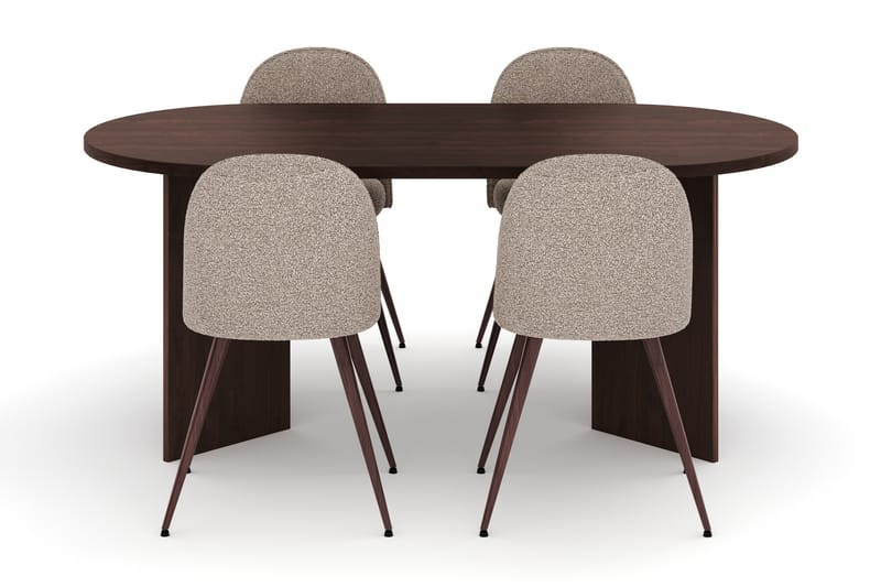 Dano Matbord 180 cm med 4 Naira Plus Matstolar - Valnöt / Greige - Möbler - Bord & matgrupp - Matgrupp