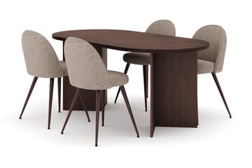 Dano Matbord 180 cm med 4 Naira Plus Matstolar - Valnöt / Greige - Möbler - Bord & matgrupp - Matgrupp