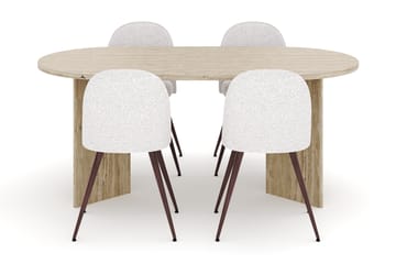 Dano Matbord 180 cm med 4 Naira Plus Matstolar - Travertin / Vit - Möbler - Bord & matgrupp - Matgrupp