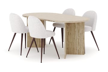 Dano Matbord 180 cm med 4 Naira Plus Matstolar - Travertin / Vit - Möbler - Bord & matgrupp - Matgrupp