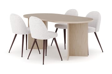 Dano Matbord 180 cm med 4 Naira Plus Matstolar - Travertin / Vit - Möbler - Bord & matgrupp - Matgrupp