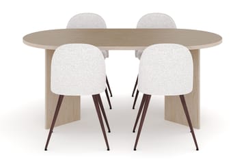 Dano Matbord 180 cm med 4 Naira Plus Matstolar - Travertin / Vit - Möbler - Bord & matgrupp - Matgrupp