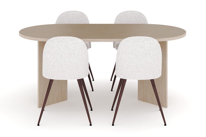 Dano Matbord 180 cm med 4 Naira Plus Matstolar - Travertin / Vit - Möbler - Bord & matgrupp - Matgrupp