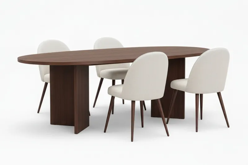 Dano Matbord 180 cm med 4 Nibe Plus Matstolar, Vit/Brun