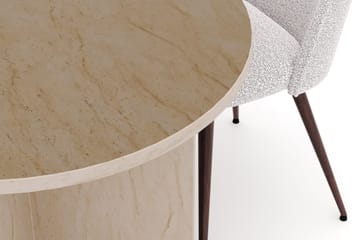 Dano Matbord 180 cm  med 4 Nibe Plus Matstolar - Travertin / Vit - Möbler - Bord & matgrupp - Matgrupp