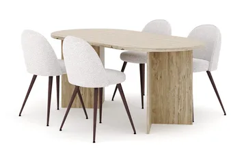 Dano Matbord 180 cm  med 4 Nibe Plus Matstolar - Travertin / Vit - Möbler - Bord & matgrupp - Matgrupp
