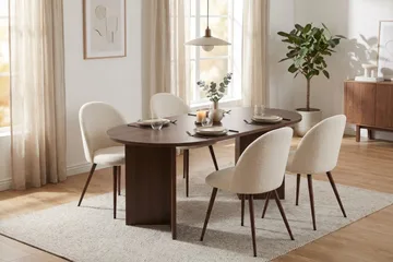 Dano Matbord 180 cm med 4 Nibe Plus Matstolar - Vit/Brun - Möbler - Bord & matgrupp - Matgrupp