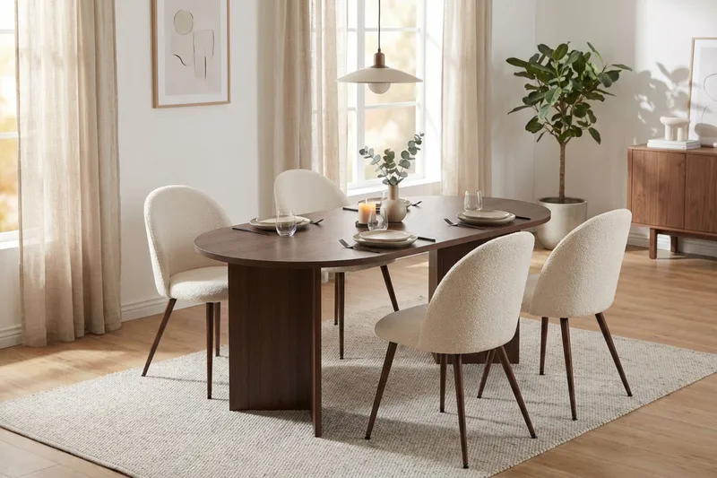 Dano Matbord 180 cm med 4 Nibe Plus Matstolar - Vit/Brun - Möbler - Bord & matgrupp - Matgrupp