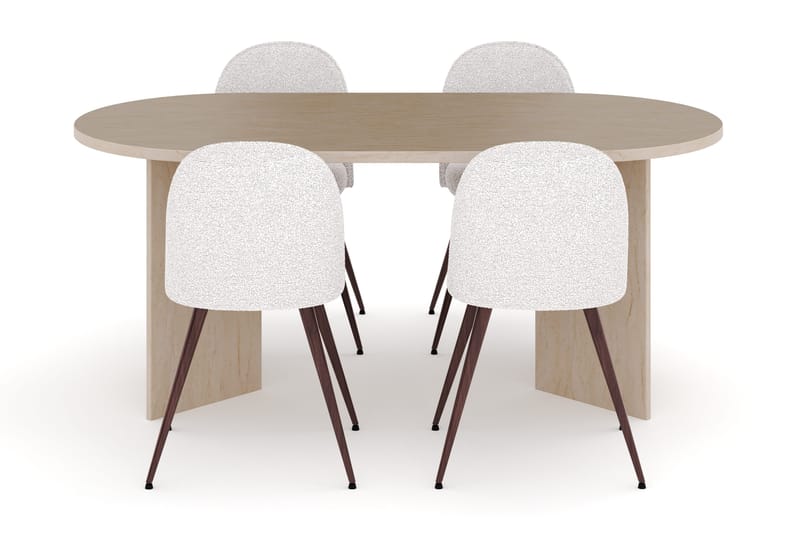 Dano Matbord 180 cm  med 4 Nibe Plus Matstolar - Travertin / Vit - Möbler - Bord & matgrupp - Matgrupp