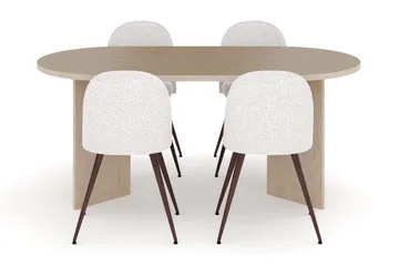 Dano Matbord 180 cm  med 4 Nibe Plus Matstolar - Travertin / Vit - Möbler - Bord & matgrupp - Matgrupp