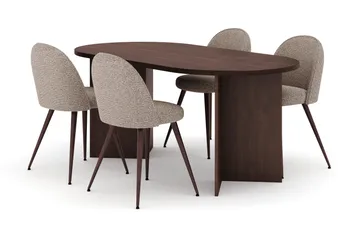 Dano Matbord 180 cm  med 4 Nibe Plus Matstolar - Valnöt / Greige - Möbler - Bord & matgrupp - Matgrupp