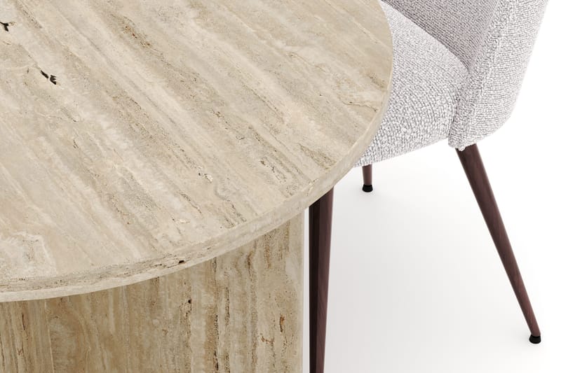 Dano Matbord 180 cm  med 4 Nibe Plus Matstolar - Travertin / Vit - Möbler - Bord & matgrupp - Matgrupp