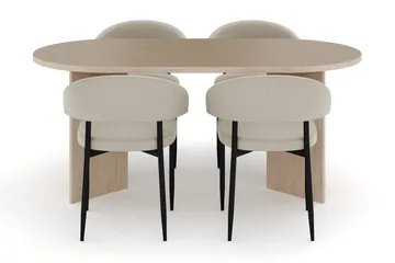 Dano Matbord 180 cm  med 4 Sawako Matstolar - Travertin / Beige - Möbler - Bord & matgrupp - Matgrupp