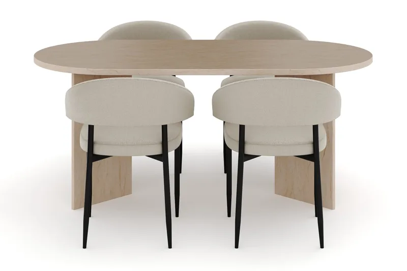 Dano Matbord 180 cm  med 4 Sawako Matstolar - Travertin / Beige - Möbler - Bord & matgrupp - Matgrupp