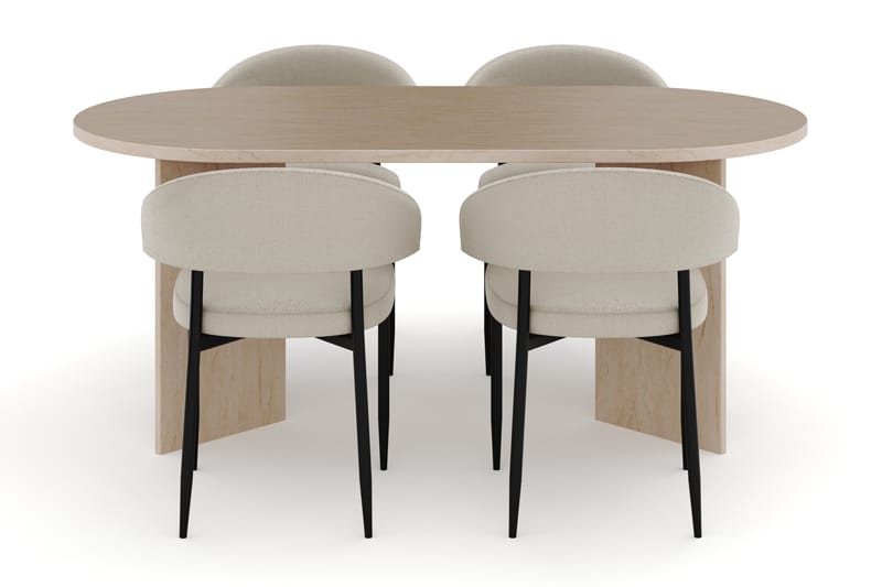 Dano Matbord 180 cm med 4 Sawako Matstolar - Travertin / Beige - Möbler - Bord & matgrupp - Matgrupp